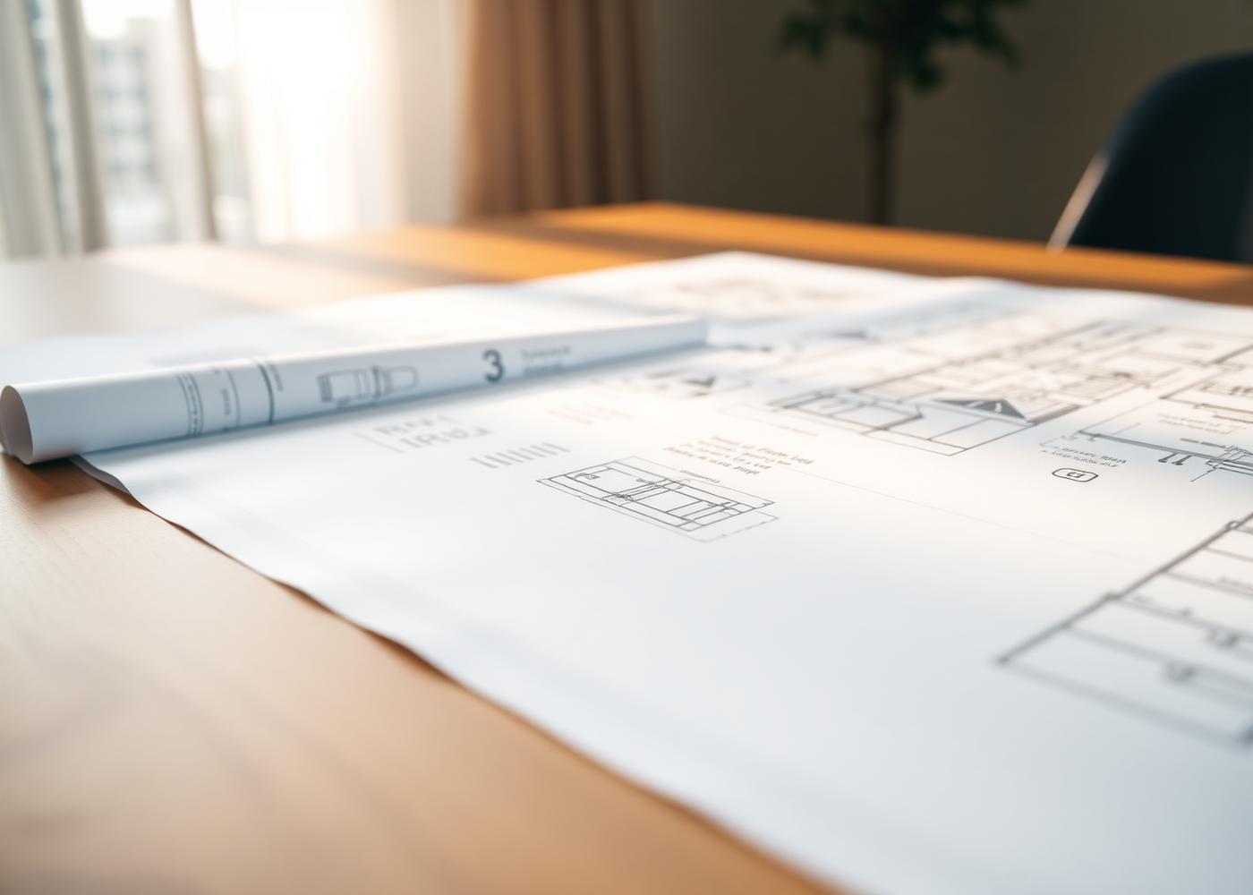 Blueprints on a table